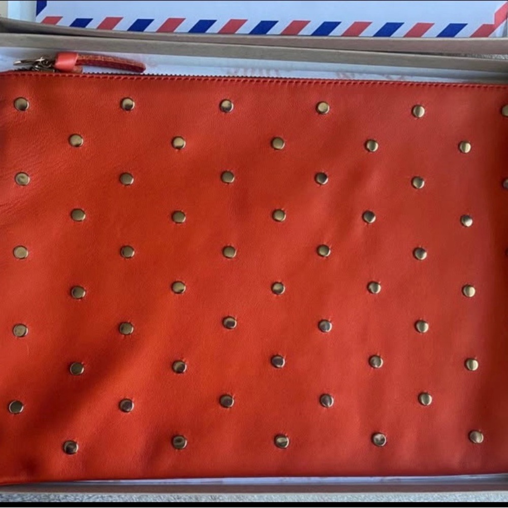 Clare V Orange Studded Clutch